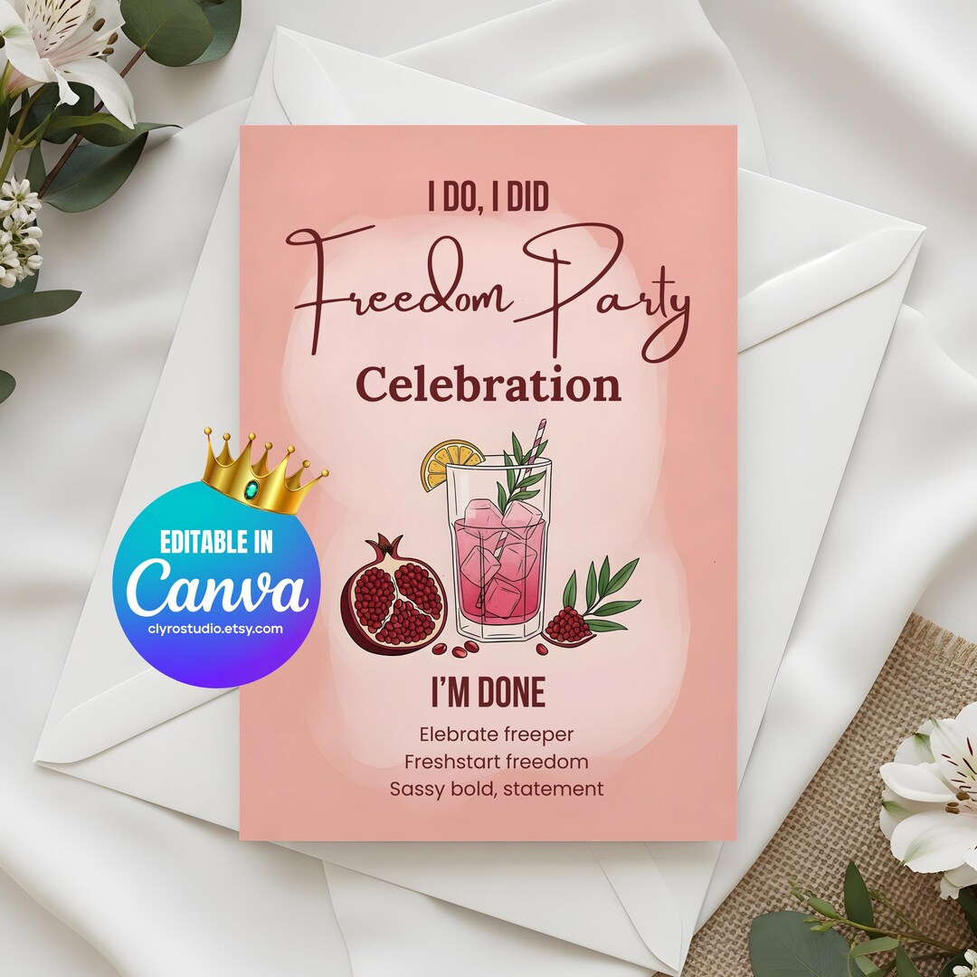 Freedom Party Invitation Canva Editable Divorce Party Invite Fresh ...