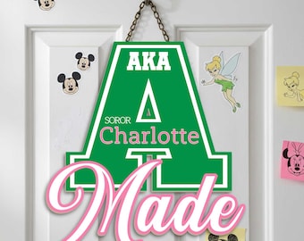 Custom AKA Sorority Wood Sign, Personalized Charlotte Door Hanger