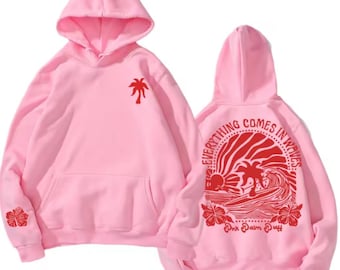 Rosa Surf Wave Puff Hoodie für Mädchen