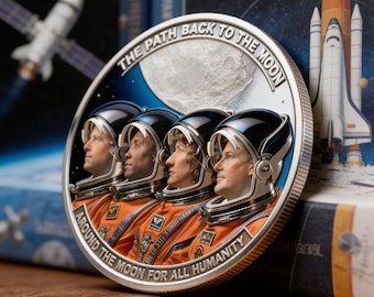 Artemis II Lunar Mission Gedenkmünze | 2026 Versilberte Space Memorabilie