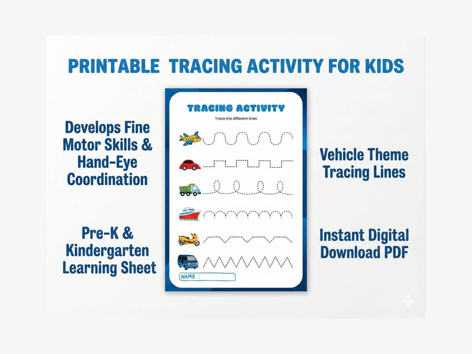Tracing Activity for Kids Pre K and Kindergarten Fine Motor Skills PDF ...