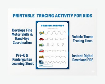 Tracing Activity for Kids Pre K and Kindergarten Fine Motor Skills PDF