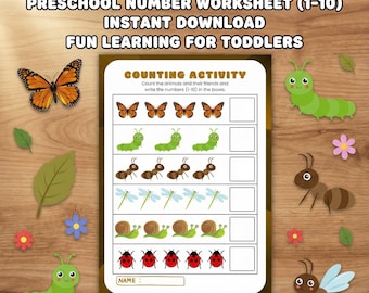 Counting Activity Worksheet for Preschool Kids Animal Numbers 1–10 PDF