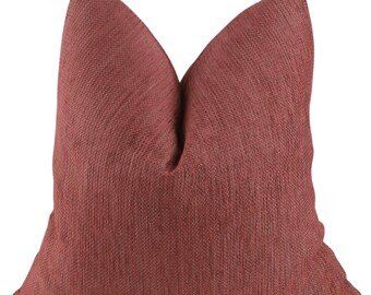 Red Linen Pillow Cover, Woven Linen Euro Sham Cushion