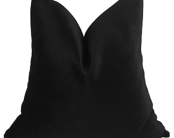 Black Velvet Pillow Cover, Luxury Sofa Cushion, Modern Minimal Home Decor Accent
