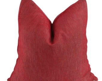 Red Linen Pillow Cover, Woven Linen Euro Sham Cushion