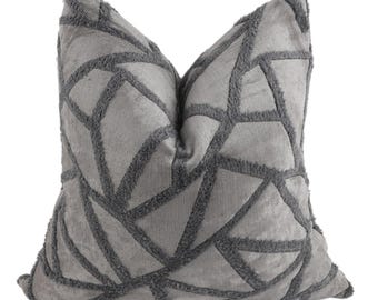 Gray Striped Pillow Cover, Neutral Throw Cushion, Geometric Pillowcase