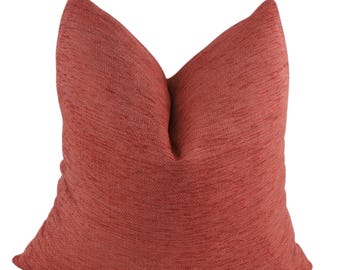 Red Linen Pillow Cover, Woven Linen Euro Sham Cushion