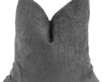 Gray Fluffy Pillow Cover, Modern Neutral Decorative Throw Pillow