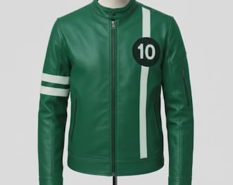 Giacca da motociclista in pelle verde di Ben 10 Alien Force – Tennyson Cosplay