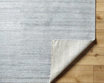 Handwoven Solid Grey Wool Area Rug – Minimalist Flatweave Handmade Dhurrie, Modern Scandinavian Home Decor, Premium Natural Wool Rug