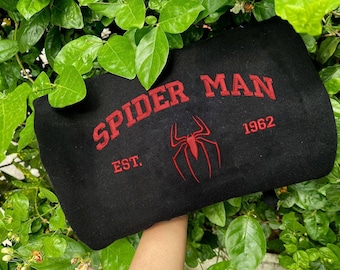 Sudadera personalizada bordada de Spider-Man, jersey personalizado con diseño de telaraña negra del año de fundación, camiseta a juego para parejas de superhéroes