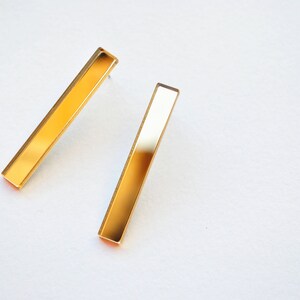 Gold bar earrings, minimal studs, gold earrings, gold studs, geometric jewellery, gold mirror earrings, minimalist earrings image 2