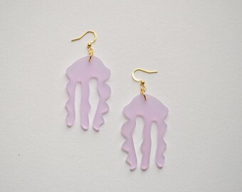 Matisse inspired earrings, algae earrings, organic shape earrings, seaweed earrings, jellyfish earrings, lavender earrings, gift for her