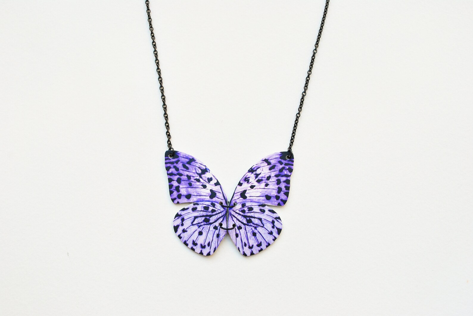 Purple butterfly necklace printed leather necklace nature Etsy