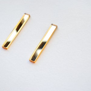 Gold bar earrings, minimal studs, gold earrings, gold studs, geometric jewellery, gold mirror earrings, minimalist earrings image 4