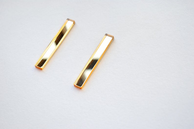 Gold bar earrings, minimal studs, gold earrings, gold studs, geometric jewellery, gold mirror earrings, minimalist earrings image 4