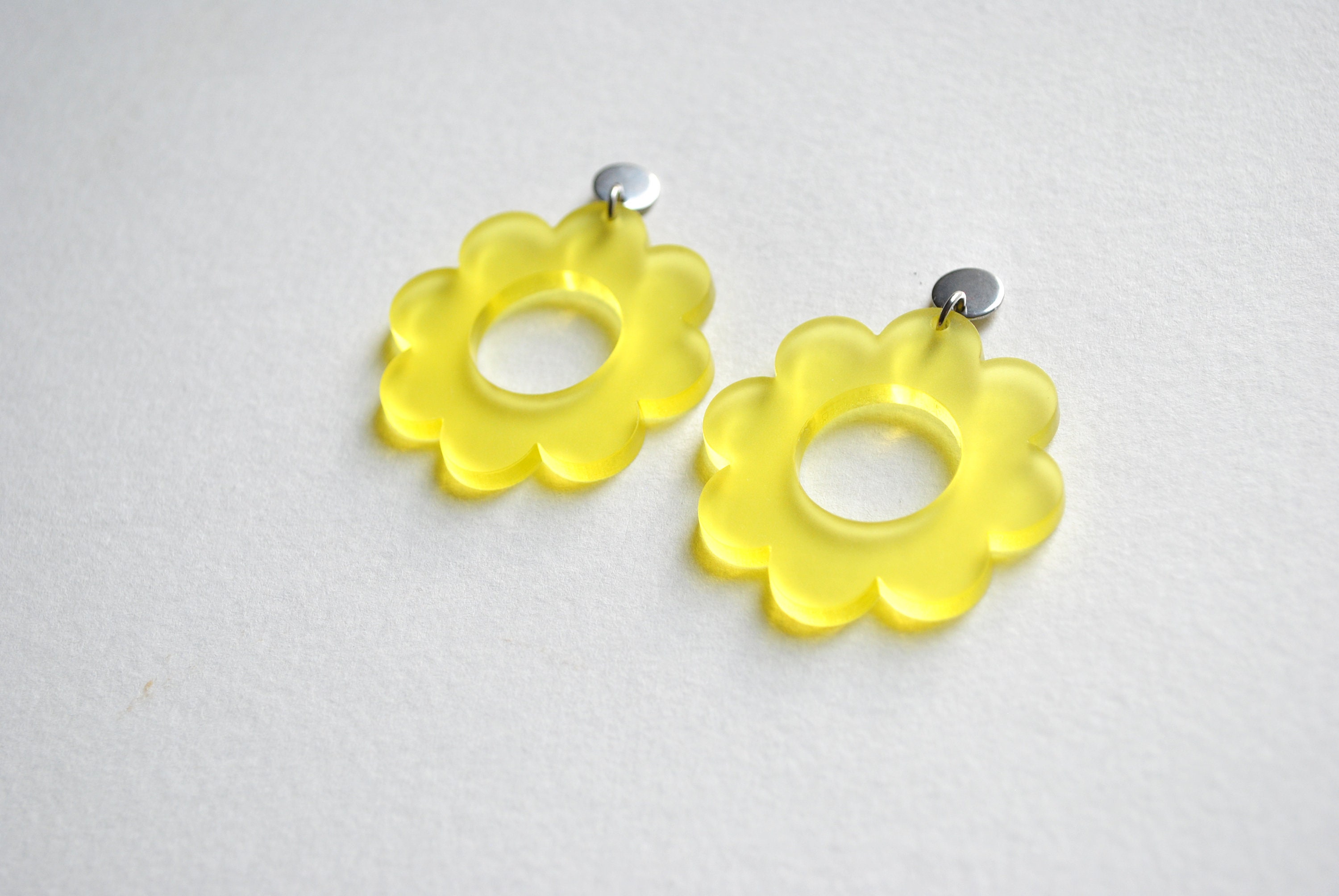Yellow flower earrings retro daisy earrings bloom earrings Etsy