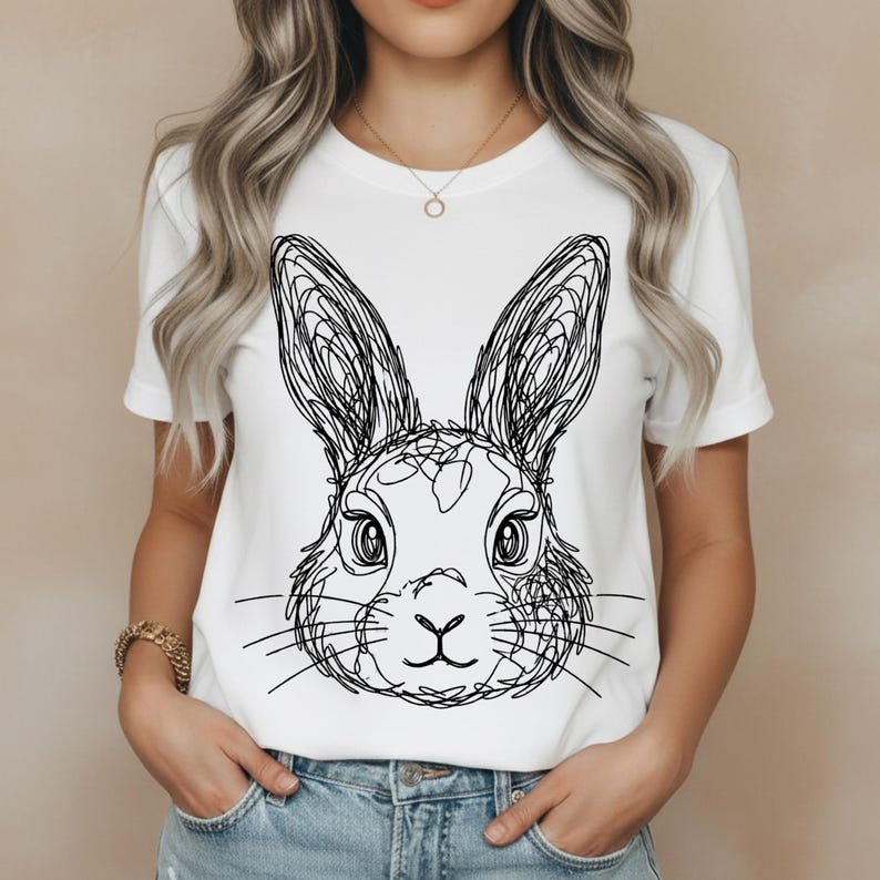 Easter Bunny PNG – One Line Drawing Rabbit, Minimalist Bunny Sketch ...