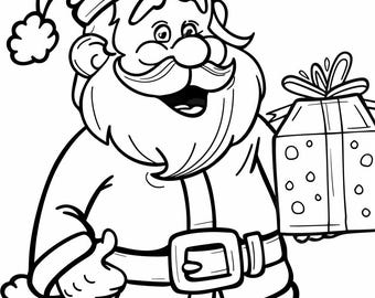 Desenho para colorir do Papai Noel Alegre – Diversão natalina fácil para crianças