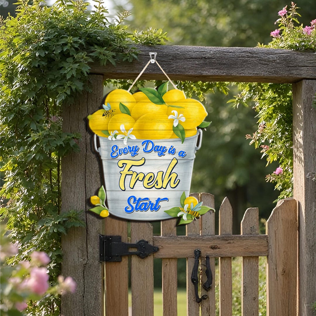 Lemon Sign Decor, Summer Wooden Sign, Lemon Bucket Sign Farmhouse Lemon ...