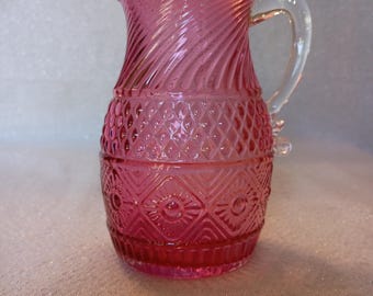 Mini vintage Pilgrim cranberry glass pitcher/creamer