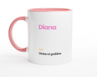 Diana Name Meaning Mug – Pink Gold Latin Origin Ceramic Coffee Cup