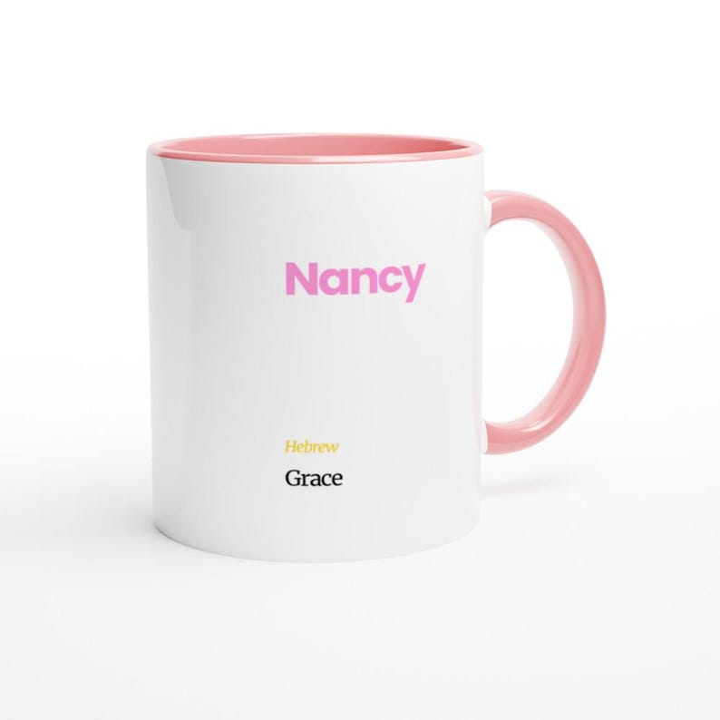 Nancy First Name Meaning Coffee Mug - Personalized Hebrew Script Design in Vibrant Hues image 9