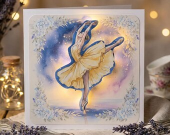 Light Up Ballerina Card, 3D Pop Up Dancer Gift, Personalized Good Luck Dance Exam Card, LED Starry Sky Card for Daughter or Niece
