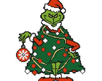 Grinch Christmas Tree Inspired Needlepoint Canvas