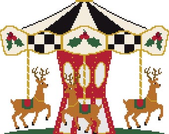Christmas Carousel Needlepoint Canvas