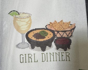 Girl Dinner Needlepoint Canvas