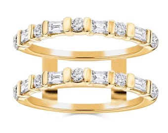 Baguette Ring Jacket Enhancer Compatible with Oura Ring Gen3 & Gen4, 18K Yellow Gold Vermeil Ring Guard,Ring Wrap Gift for Her Birthday Gift