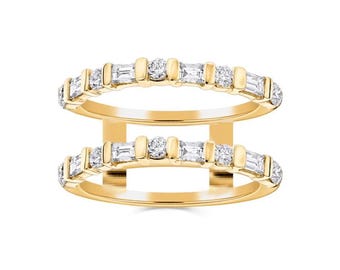 Anello Baguette con protezione in vermeil d'oro giallo 18 carati, regalo di compleanno per lei.