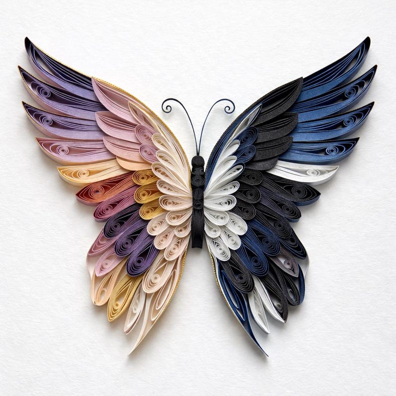 Handmade Paper Quilling Butterfly Art – Vibrant Floral Wall Decor ...