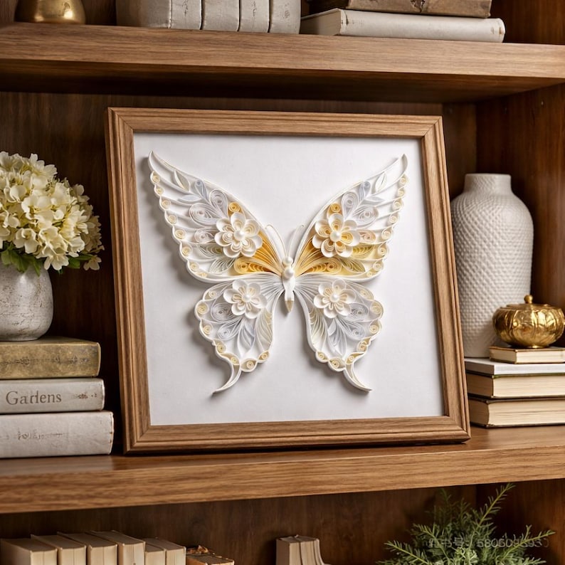 Handmade Paper Quilling Butterfly Art – Vibrant Floral Wall Decor ...