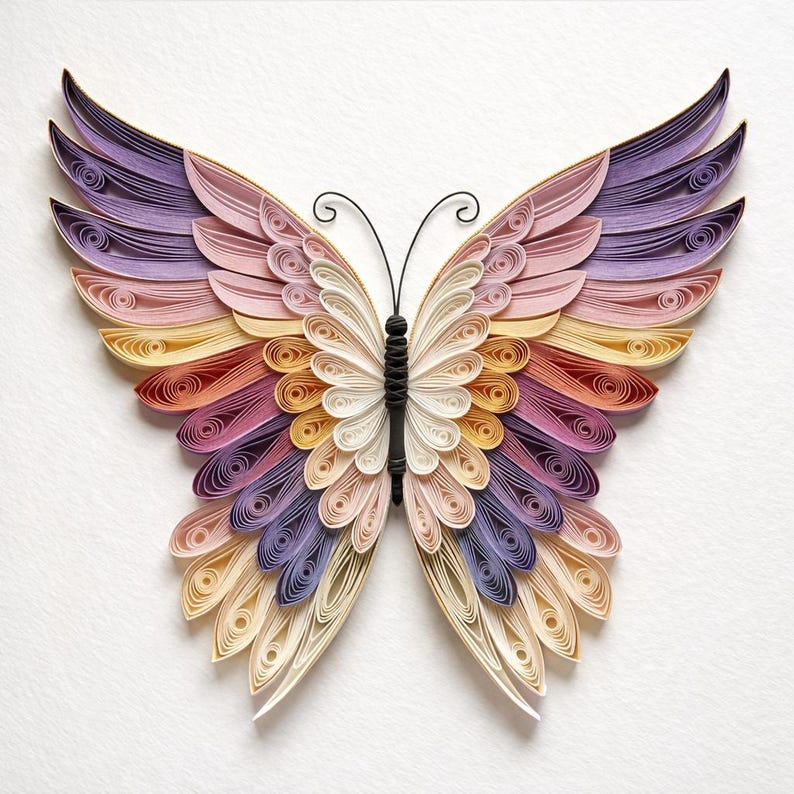 Handmade Paper Quilling Butterfly Art – Vibrant Floral Wall Decor ...