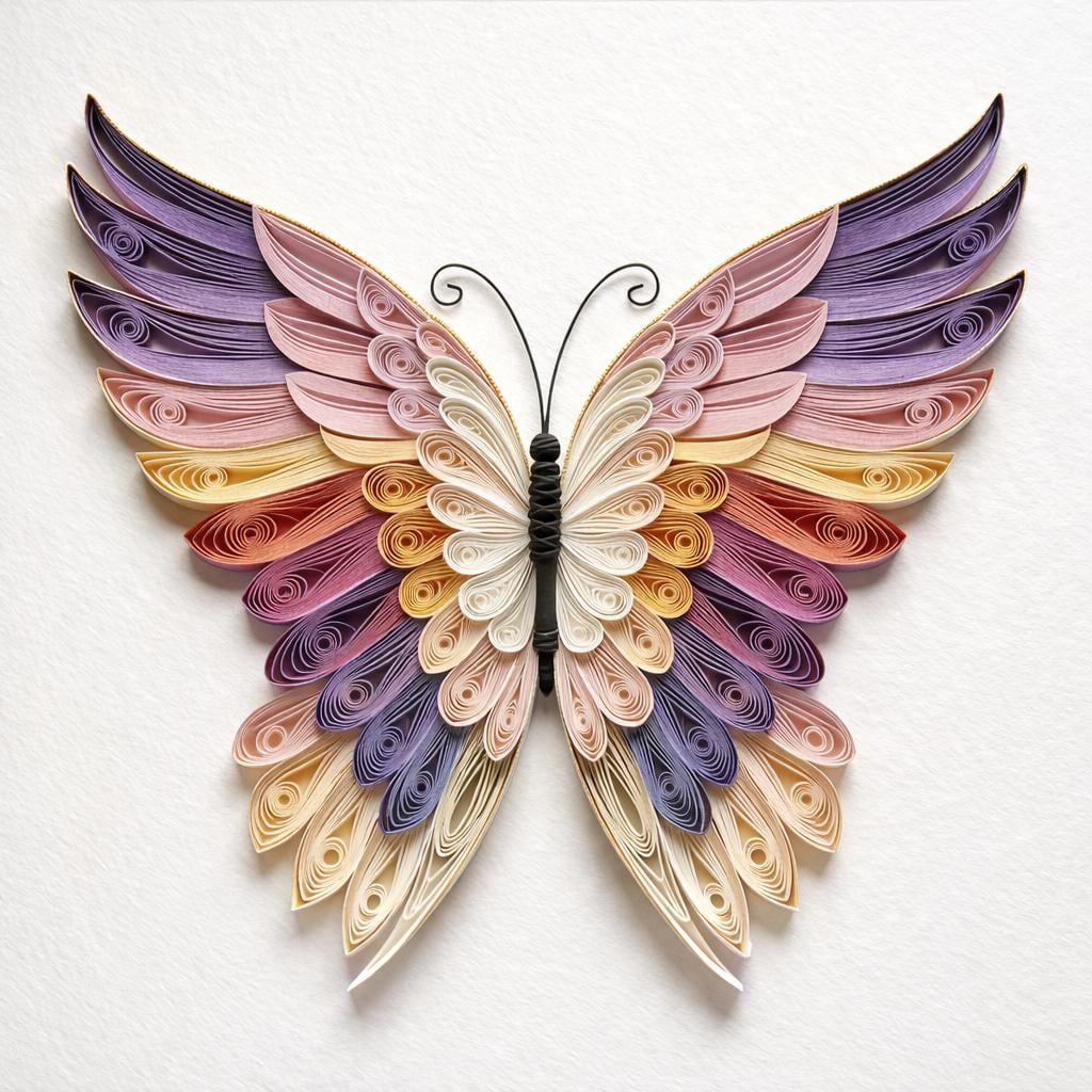 Handmade Paper Quilling Butterfly Art – Vibrant Floral Wall Decor ...