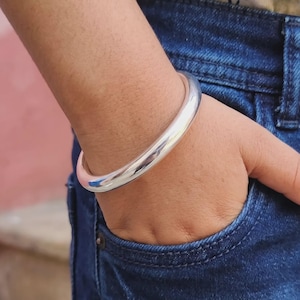 Pulsera rígida de plata de ley 925: Pulsera apilable de diseño unisex