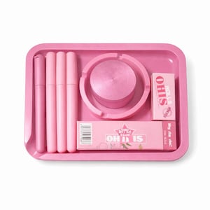 Juego de bandejas para liar rosas | Incluye un molinillo de 4 piezas y un cenicero que brilla en la oscuridad | Incluye conos gratis