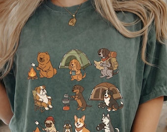 Cute Dog Camping Shirt, Cozy Camper Tee, Comfort Colors Funny Camping Tee, Dog Lover Gift, Campfire Shirt, Nature Lover Gift