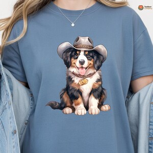 Cowboy Bernese Mountain Dog Shirt, Dog Lover Gift, Funny Dog Mom Shirt, Mountain Dog Top, Vintage 90s Dog Meme Shirt afbeelding 9