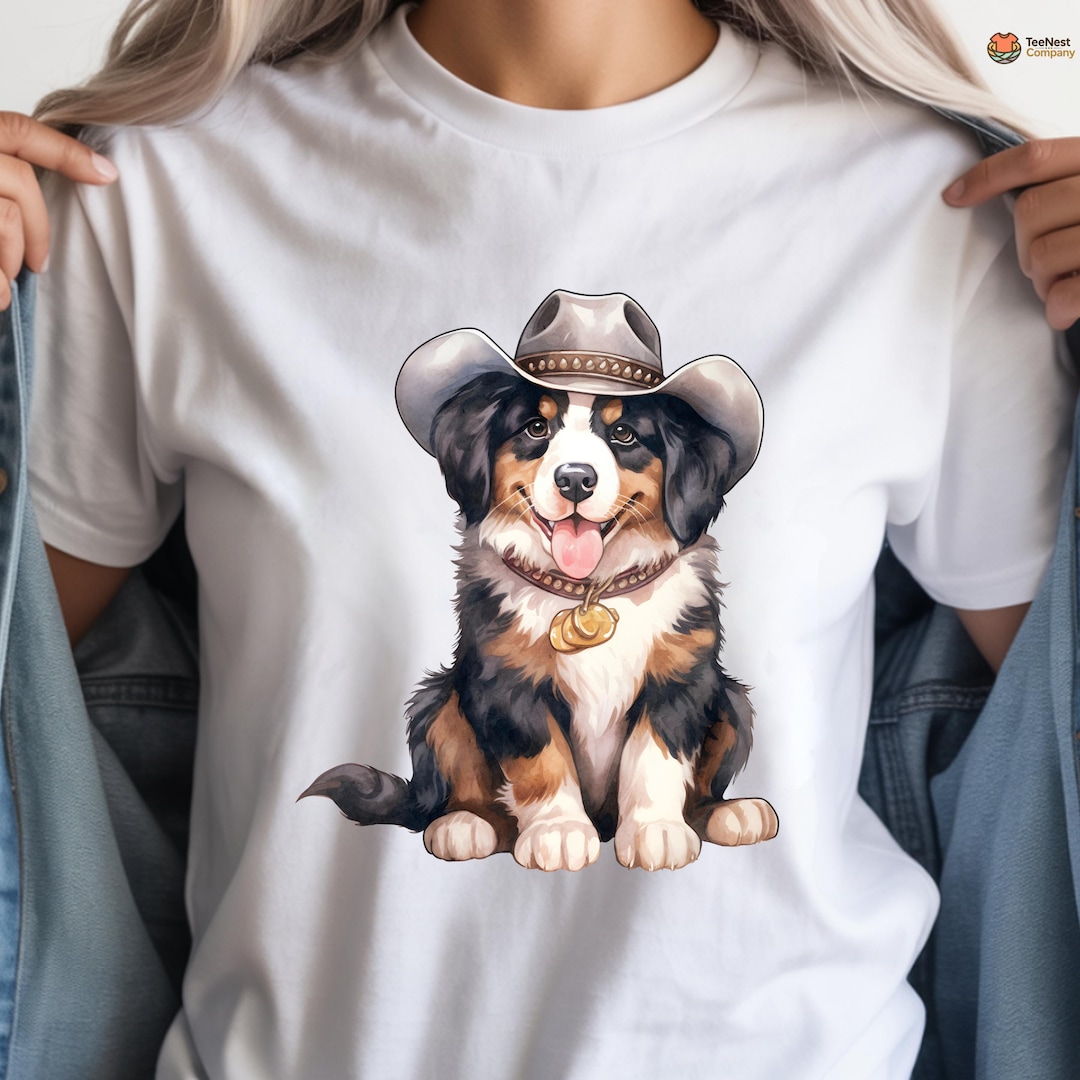 Cowboy Bernese Mountain Dog Shirt, Dog Lover Gift, Funny Dog Mom Shirt, Mountain Dog Top,