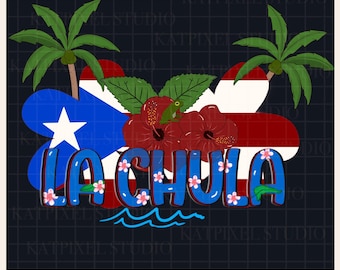 Puerto Rico La Chula PNG, Design Floral Boricua para Sublimação, Clipart de Garota Latina da Ilha, Estampa Tropical Porto-riquenha para Camiseta - Download Instantâneo!
