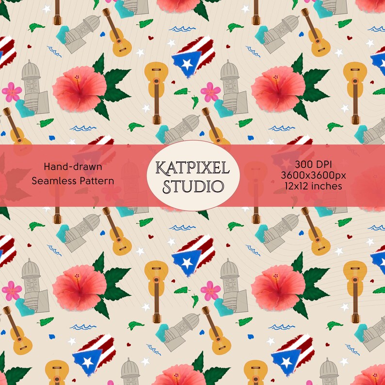 Native Puerto Rican Design Pattern Puerto Rico Seamless Pattern PNG, Caribbean Hand Drawn Design, Tropical ...