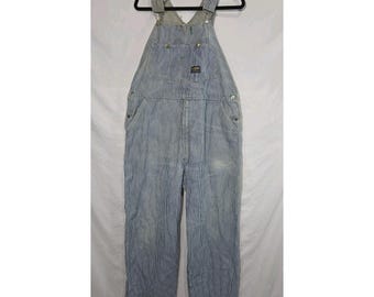 Mono de trabajo vintage OshKosh Bgosh Hickory Stripe Vestbak azul, fabricado en EE. UU., talla 40/30 para hombre.