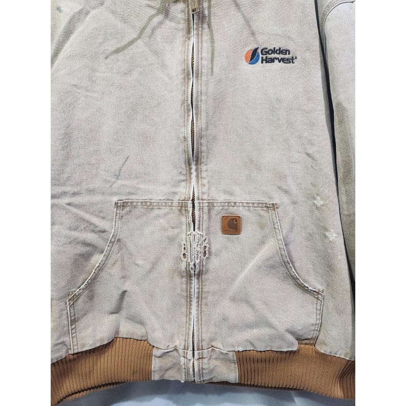 Carhartt J130-211 XLT - Veste de corvée de travail à capuche doublée matelassée marron clair Golden Harvest image 2