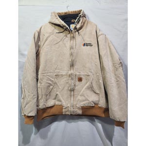 Carhartt J130-211 XLT - Veste de corvée de travail à capuche doublée matelassée marron clair Golden Harvest image 1