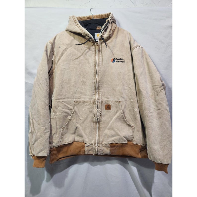 Carhartt J130-211 XLT - Veste de corvée de travail à capuche doublée matelassée marron clair Golden Harvest image 1