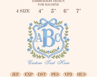 Custom Baby Banner Embroidery Design, Floral Bow Newborn Door Sign File, Baby Shower Digital Embroidery Pattern, Baby Name Hoop File